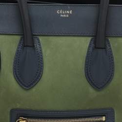 Pre Owned Celine Tri Color Leather and Suede Mini Luggage Tote