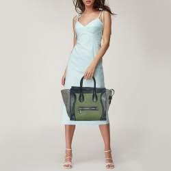 Pre Owned Celine Tri Color Leather and Suede Mini Luggage Tote