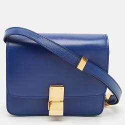 Pre Owned Celine Blue Leather Small Classic Box Flap Bag