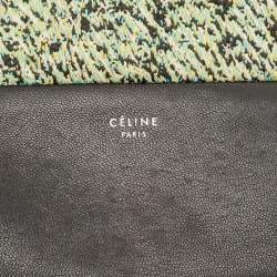 Pre Owned Celine Green/Black Textured Fabric and Leather Solo Pouch