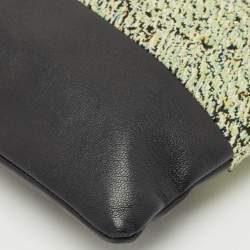 Pre Owned Celine Green/Black Textured Fabric and Leather Solo Pouch