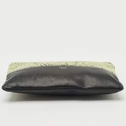 Pre Owned Celine Green/Black Textured Fabric and Leather Solo Pouch