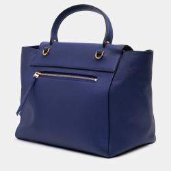 Pre Owned Celine Blue Mini Grained Calfskin Belt Bag