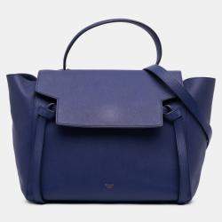Pre Owned Celine Blue Mini Grained Calfskin Belt Bag