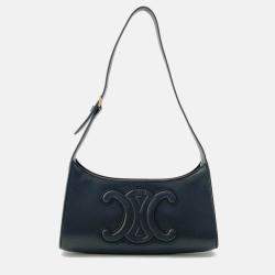 Pre Owned Celine Cuir Triomphe Black Leather Shoulder Bag