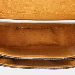 Pre Owned Celine Brown/White Medium Triomphe Coated Canvas Folco Crossbody