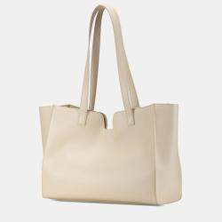 Pre Owned Celine White Smooth Calfskin Soft 16 Cabas