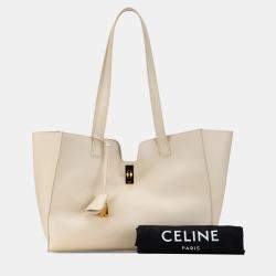 Pre Owned Celine White Smooth Calfskin Soft 16 Cabas