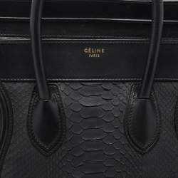 Pre Owned Celine Black Python Mini Luggage Tote