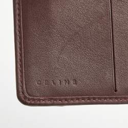 Pre Owned Celine Black/Burgundy Macadam Suede and Leather Zip Around Compact Wallet
