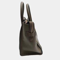 Pre Owned Celine Phantom Luggage Medium Green Leather Tote Bag