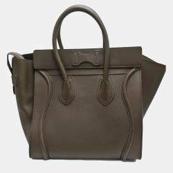 Pre Owned Celine Phantom Luggage Medium Green Leather Tote Bag