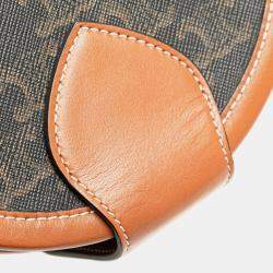 Pre Owned Celine Brown Medium Triomphe Coated Canvas Tambour Crossbody
