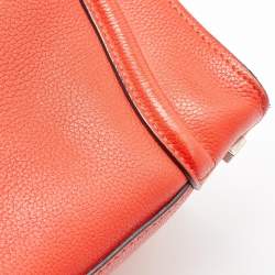 Pre Owned Celine Neon Orange Leather Mini Luggage Tote