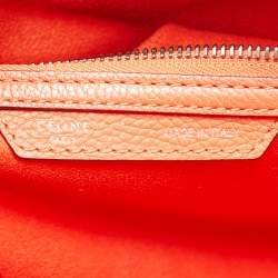 Pre Owned Celine Neon Orange Leather Mini Luggage Tote