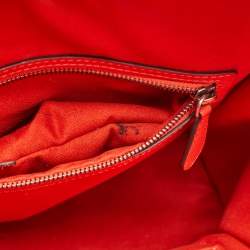 Pre Owned Celine Neon Orange Leather Mini Luggage Tote