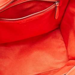 Pre Owned Celine Neon Orange Leather Mini Luggage Tote