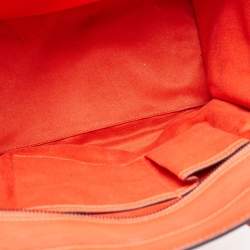 Pre Owned Celine Neon Orange Leather Mini Luggage Tote
