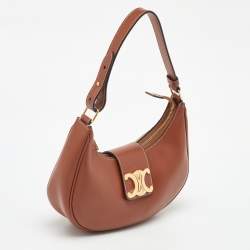 Pre Owned Celine Brown Leather Medium Ava Triomphe Shoulder Bag