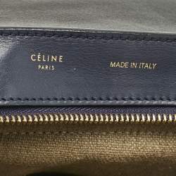 Pre Owned Celine Tricolor Leather and Canvas Medium Trapeze Top Handle Bag