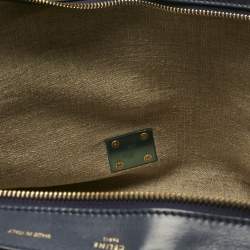 Pre Owned Celine Tricolor Leather and Canvas Medium Trapeze Top Handle Bag