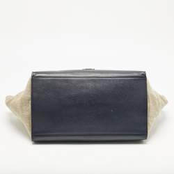 Pre Owned Celine Tricolor Leather and Canvas Medium Trapeze Top Handle Bag
