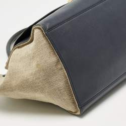 Pre Owned Celine Tricolor Leather and Canvas Medium Trapeze Top Handle Bag