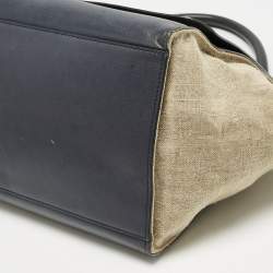 Pre Owned Celine Tricolor Leather and Canvas Medium Trapeze Top Handle Bag