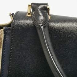 Pre Owned Celine Tricolor Leather and Canvas Medium Trapeze Top Handle Bag