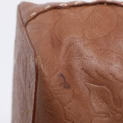 Pre Owned Celine Brown Floral Embossed Leather Vintage Shoulder Bag