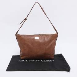 Pre Owned Celine Brown Floral Embossed Leather Vintage Shoulder Bag