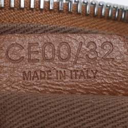 Pre Owned Celine Brown Floral Embossed Leather Vintage Shoulder Bag