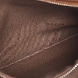 Pre Owned Celine Brown Floral Embossed Leather Vintage Shoulder Bag