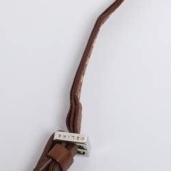 Pre Owned Celine Brown Floral Embossed Leather Vintage Shoulder Bag