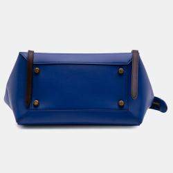 Pre Owned Celine Black Blue Mini Bicolor Grained Calfskin Belt Bag