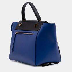 Pre Owned Celine Black Blue Mini Bicolor Grained Calfskin Belt Bag