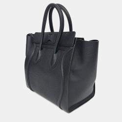 Pre Owned Celine Black Leather Luggage Tote