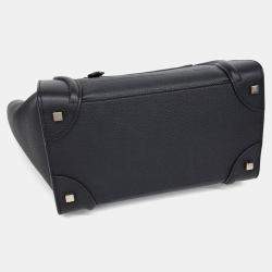 Pre Owned Celine Black Leather Luggage Tote