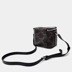 Pre Owned Celine Black Brown Canvas and Leather Triumph Mini Box Bag