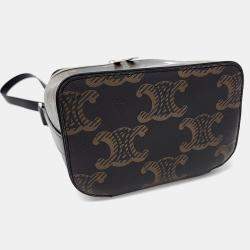 Pre Owned Celine Black Brown Canvas and Leather Triumph Mini Box Bag