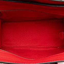 Pre Owned Celine Red Nano Leather Luggage Tote