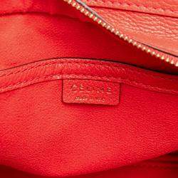 Pre Owned Celine Red Nano Leather Luggage Tote