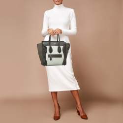 Pre Owned Celine Tricolor Leather and Nubuck Micro Luggage Tote