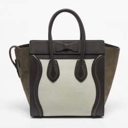 Pre Owned Celine Tricolor Leather and Nubuck Micro Luggage Tote