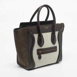 Pre Owned Celine Tricolor Leather and Nubuck Micro Luggage Tote