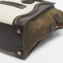 Pre Owned Celine Tricolor Leather and Nubuck Micro Luggage Tote