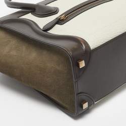 Pre Owned Celine Tricolor Leather and Nubuck Micro Luggage Tote