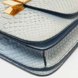Pre Owned Celine Light Blue Python Medium Classic Box Shoulder Bag