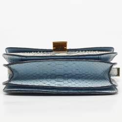 Pre Owned Celine Light Blue Python Medium Classic Box Shoulder Bag