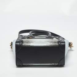 Pre Owned Celine Tricolor Lizard and Leather Nano Luggage Tote